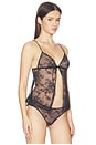 view 3 of 5 Ultra Fine Lace Open Front Cami Top in Onyx
