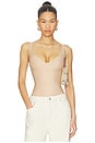 view 1 of 5 Body Core Sculpt Plunge Thong Bodysuit in Clay
