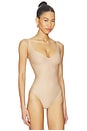 view 3 of 5 Body Core Sculpt Plunge Thong Bodysuit in Clay