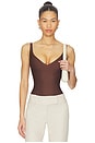 view 1 of 5 Body Core Sculpt Plunge Thong Bodysuit in Cocoa