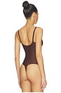 view 4 of 5 Body Core Sculpt Plunge Thong Bodysuit in Cocoa