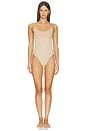 view 1 of 3 Sheer Seamless Thong Bodysuit in Clay