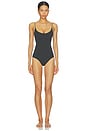 view 1 of 3 Sheer Seamless Thong Bodysuit in Onyx