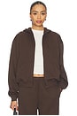 view 1 of 5 Cotton Fleece Classic Zip-up Hoodie in Dark Sepia