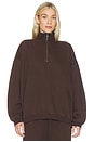 view 1 of 4 Boyfriend Fleece Slouchy Turtleneck Pullover in Espresso