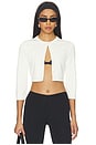 view 1 of 5 Refined Knit Crop Cardigan in Egret
