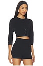 view 3 of 5 Refined Knit Crop Cardigan in Obsidian
