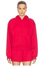 view 2 of 6 Cotton Fleece Classic Zip Up Hoodie in Washed Red