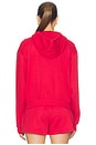 view 4 of 6 Cotton Fleece Classic Zip Up Hoodie in Washed Red