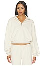 view 1 of 4 Drapey French Terry Half Zip Pullover in Buff