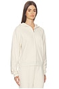 view 2 of 4 Drapey French Terry Shrunken Zip Up Hoodie in Buff