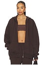view 1 of 4 Boyfriend Fleece Boxy Zip-Up Hoodie in Espresso
