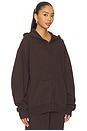 view 2 of 4 Boyfriend Fleece Boxy Zip-Up Hoodie in Espresso
