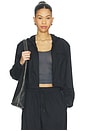 view 1 of 5 Swiss Cotton Sateen Cropped Zip Up Jacket in Onyx