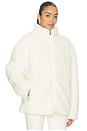 view 3 of 5 Faux Fur Zip Up Mock Neck Jacket in Egret