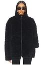 view 2 of 5 Faux Fur Zip Up Mock Neck Jacket in Onyx