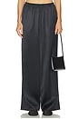 view 1 of 6 Heavyweight Satin Wide Leg Pant in Onyx