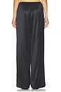 view 4 of 6 Heavyweight Satin Wide Leg Pant in Onyx