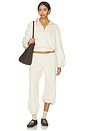 view 5 of 6 Drapey French Terry Cropped Low Rise Jogger in Buff
