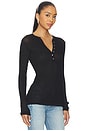 view 2 of 4 Sheer Knit Long Sleeve Henley in Onyx