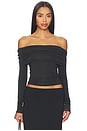 view 1 of 4 Sheer Modal Off Shoulder Long Sleeve Top in Onyx
