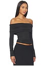 view 2 of 4 Sheer Modal Off Shoulder Long Sleeve Top in Onyx