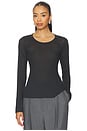 view 1 of 4 Sheer Cotton Long Sleeve Top in Soot