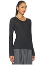 view 2 of 4 Sheer Cotton Long Sleeve Top in Soot