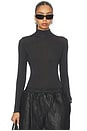 view 1 of 5 Sheer Modal Long Sleeve Turtleneck Bodysuit in Onyx