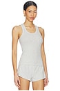 view 2 of 4 Cotton Rib High Scoop Tank in Light Heather Grey