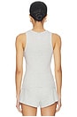 view 3 of 4 Cotton Rib High Scoop Tank in Light Heather Grey