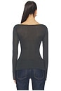 view 3 of 4 Sheer Modal Long Sleeve Boat Neck T-shirt in Onyx