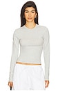 view 1 of 4 Cotton Jersey Long Sleeve T-Shirt in Light Heather Grey