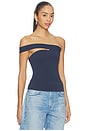 view 2 of 4 Cotton Jersey One Shoulder Tube Top in Navy