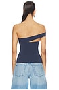 view 3 of 4 Cotton Jersey One Shoulder Tube Top in Navy
