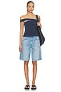 view 4 of 4 Cotton Jersey One Shoulder Tube Top in Navy