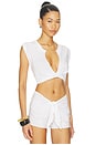 view 2 of 5 Classic Cotton Cover-ups Plunge Twist Top in Snow
