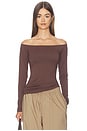 view 1 of 4 Smooth Layers Long Sleeve Off The Shoulder Top in Cocoa