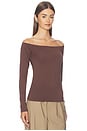 view 2 of 4 Smooth Layers Long Sleeve Off The Shoulder Top in Cocoa