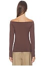 view 3 of 4 Smooth Layers Long Sleeve Off The Shoulder Top in Cocoa