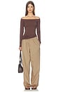 view 4 of 4 Smooth Layers Long Sleeve Off The Shoulder Top in Cocoa