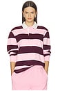 view 1 of 4 Long Sleeve Polo in Currant Rugby Stripe