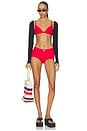 view 5 of 5 Iconic Swim Triangle Bikini Top in Carmine