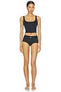 view 4 of 4 Iconic Swim Belted Boyshort Bikini Bottom in Obsidian