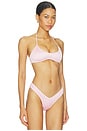 view 2 of 4 Satin Swim Smocked Scoop Bikini Top in Cherry Blossom