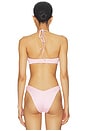view 3 of 4 Satin Swim Smocked Scoop Bikini Top in Cherry Blossom