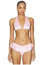 view 1 of 4 Satin Swim Plunge Bikini Top in Cherry Blossom