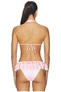 view 3 of 4 Satin Swim Plunge Bikini Top in Cherry Blossom