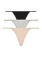 view 1 of 6 Gisella G-String 3 Pack in Black, Heather Grey & Macadamia