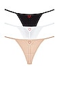 view 2 of 6 Gisella G-string 3 Pack with Red Heart Embroidery in Black, Macadamia, & White